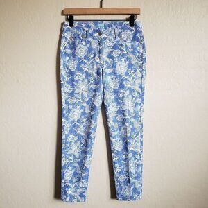 J.McLaughlin Lexi Jeans Floral Peacock Mini Buena Vista Print Blue/White Size 0